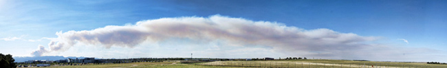 Waldo Canyon Fire as seen from Peterson Air Force Base before sunset 25 June 2012.